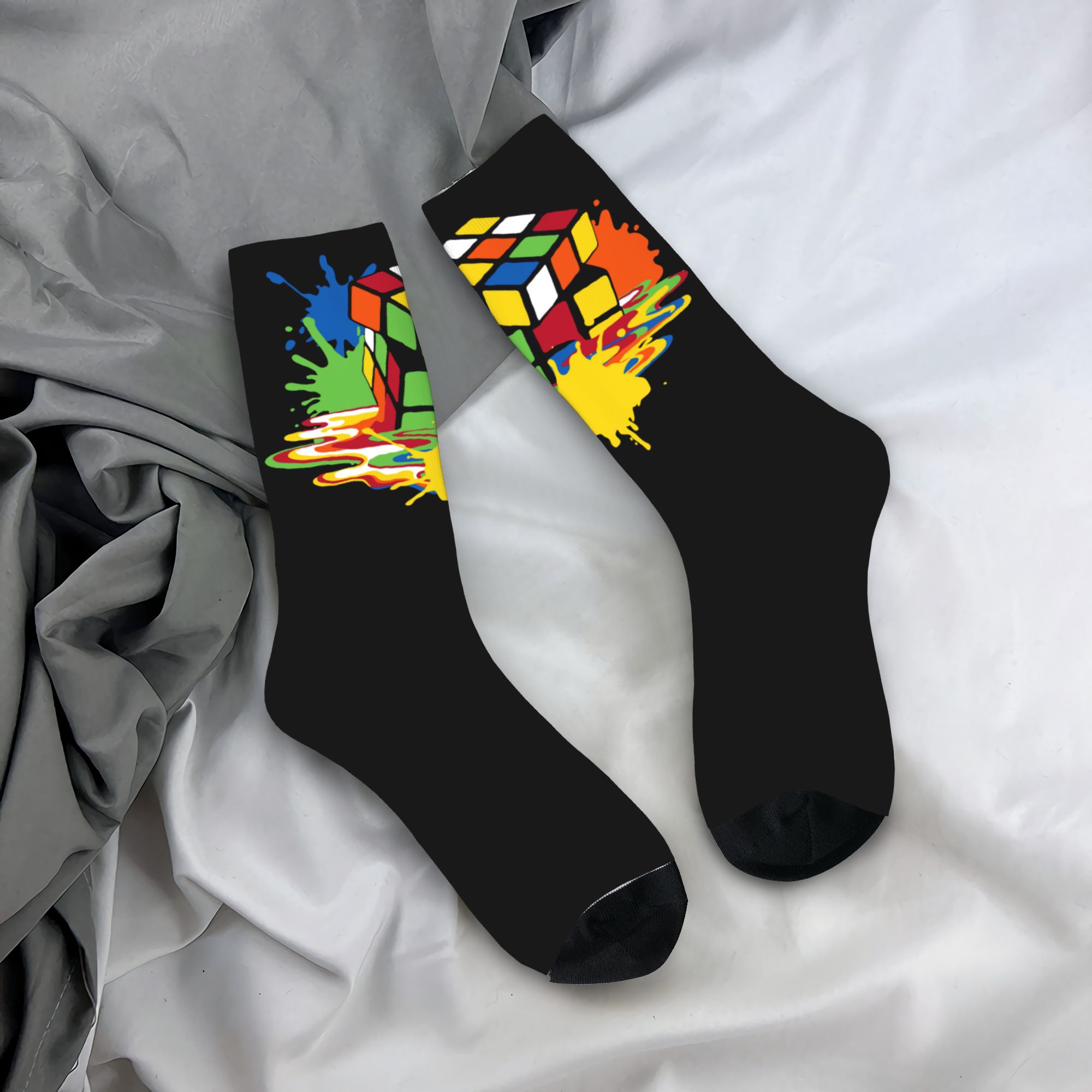 Dress Sock Men - Kaus Kaki Kru Unisex Motif Rubik's