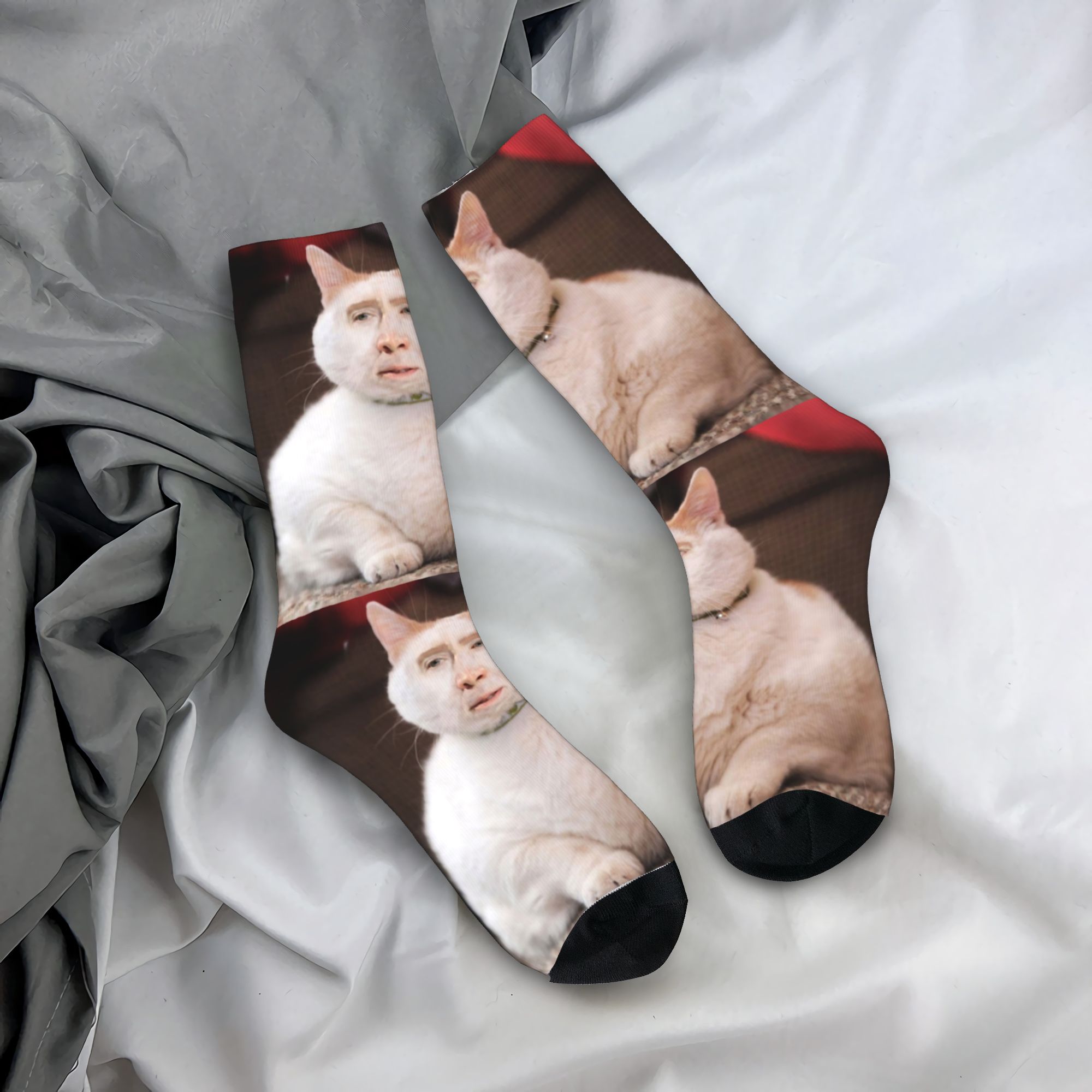 Dress Sock Men - Kaus Kaki Kru Nicolas Cage Cat