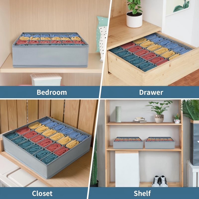 Kotak Penyimpanan Lipat 24 Gri - Sock Organizer Tray ulasan dan harga